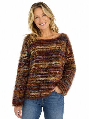 Women's Tribal Multi-Coloured Eyelash Sweater Whimsygoth‎  Size L